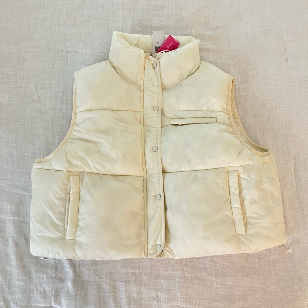 NWT Simply Southern Cream Puffer Vest - Picture 3 of 4